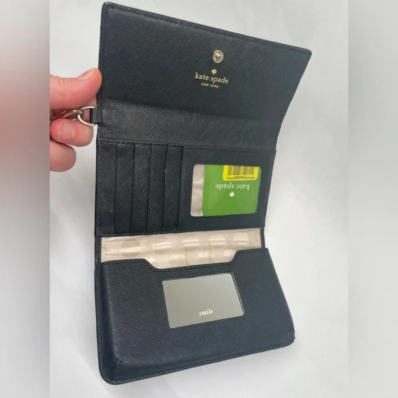 Kate Spade New York Cedar Street Leather Tri-Fold Wallet Wristlet – Phone Case - Picture 2 of 14